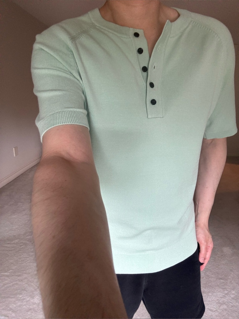 THE KOOPLES Mint Green Fine Knit Henley Sweater Shirt Top SMALL